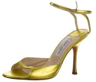 Jimmy Choo Leather Wrap-Around Sandals Gold Leather Wrap-Around Sandals