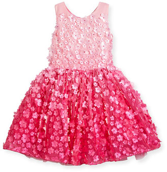 Zoë Ltd Sleeveless 3D Floral Tulle Dress, Pink, Size 7-16