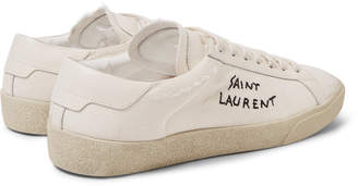 Saint Laurent SL/06 Leather-Trimmed Distressed Canvas Sneakers - Men - Cream