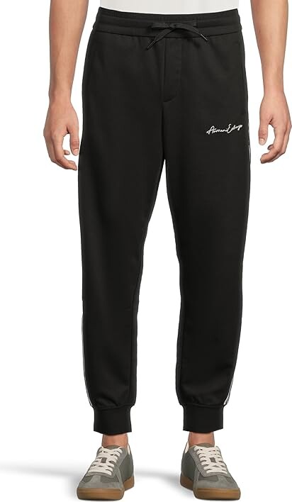 Armani Exchange Signature Logo Jogger Pant Men's Clothing Black : 2XL, Elastane/Polyester/Viscose