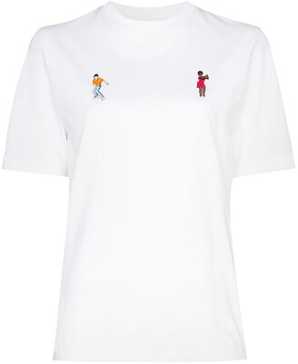 Kirin dancer-embroidered T-shirt