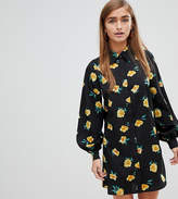 Thumbnail for your product : Fashion Union Petite high neck shift dress in floral