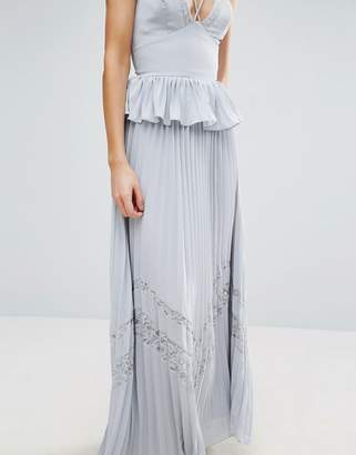 True Decadence Tall Cami Strap Maxi Dress With Pleated Skirt And Lace Insert