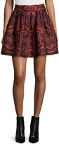 Thumbnail for your product : Alice + Olivia Stora Pleated Tribal-Print Skirt, Red/Orange