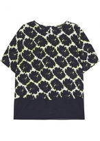 Thumbnail for your product : DKNY Navy printed stretch silk top