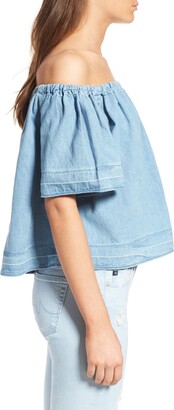 AG Jeans Sylvia Cotton Chambray Off the Shoulder Top