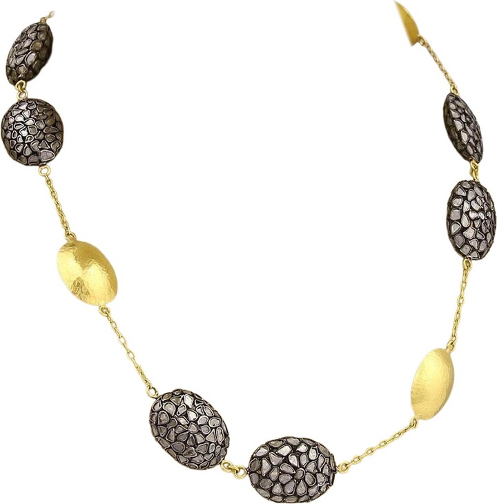 Gurhan Pastiche Sliced Diamonds 24k Gold & Sterling Station Necklace