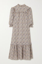 Thumbnail for your product : Rixo Estelle Ruffled Floral-print Cotton-voile Midi Dress - Cream