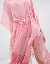 Thumbnail for your product : Pieces Beach Kaftan With Fringing