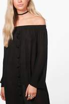 Thumbnail for your product : boohoo Immie Off Shoulder Tassel Shift Dress