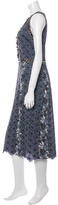 Thumbnail for your product : Bottega Veneta Python-Trimmed Floral Dress w/ Tags