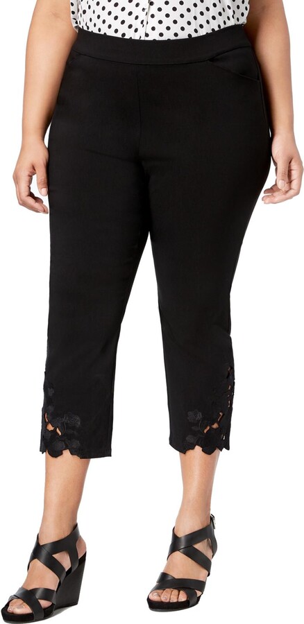 Black Pants With Lace Hem
