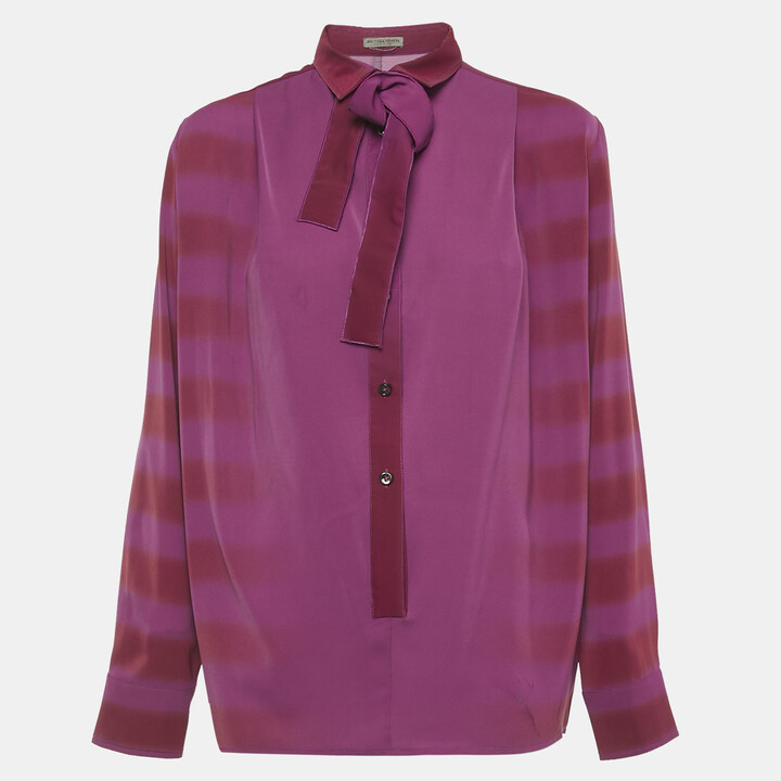 Bottega Veneta Pink Printed Satin Blouse M