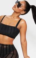 Thumbnail for your product : PrettyLittleThing Black Mesh Stripe Strappy Bralet
