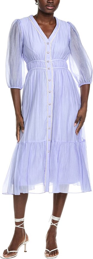 Maison Tara Pleated 3/4 Sleeve Midi Dress