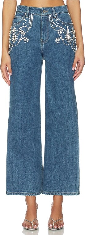 SIMKHAI Jude Mid Rise Crop Wide Leg Jean