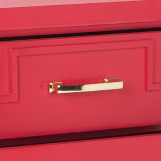 The Well Appointed House Red Three Drawer Greek Key Night Stand