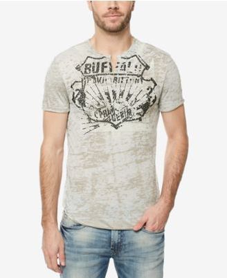 Buffalo David Bitton Men's Split-Neck Graphic-Print T-Shirt