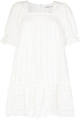 b+ab Embroidered Square-Neck Mini Dress