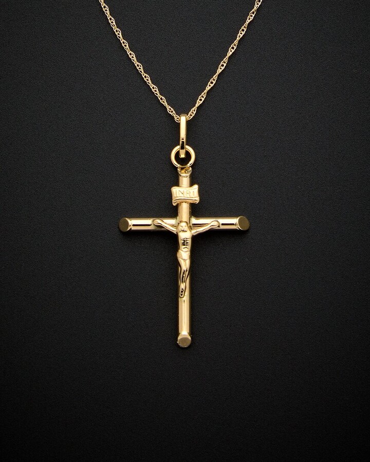 Italian Gold Cross Pendant Necklace | ModeSens