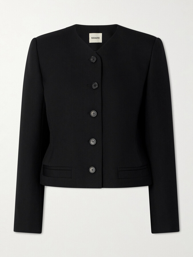 KHAITE Nara Grain De Poudre Wool Jacket - Black