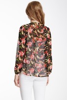 Thumbnail for your product : Lily White Printed V-Neck Long Sleeve Blouse (Juniors)