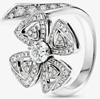 Bvlgari Silver Fiorever 18ct White-Gold and 0.67ct Brilliant-Cut Diamond Ring 52mm