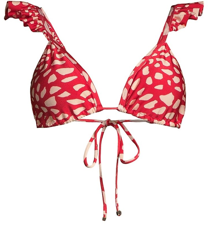PatBO Spotted Ruffle Bikini Top ShopStyle Two Piece Swimsuits