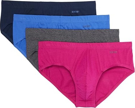 Essentials Women's Ribbed Bikini Underwear, Pack of 4, Navy