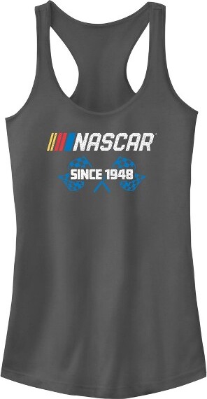 Nascar JuniorsWomensNASCARRacingFlagsSince1948RacerbackTank-Charcoal-Small