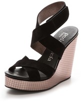 Thumbnail for your product : Pedro Garcia Theresa Mirror Wedge Platform Sandals