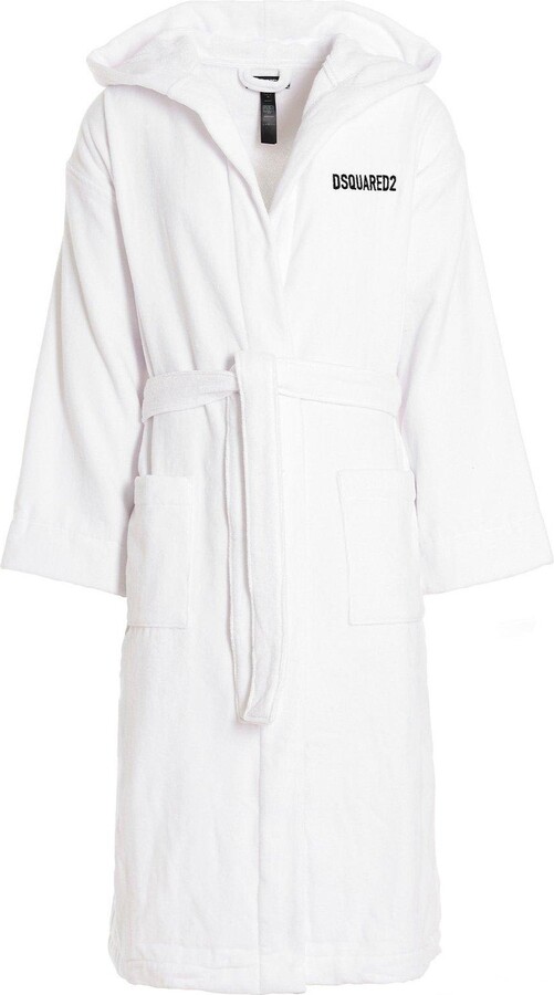 DSQUARED2 Logo Embroidered Belted Bath Robe - ShopStyle Casual Jackets