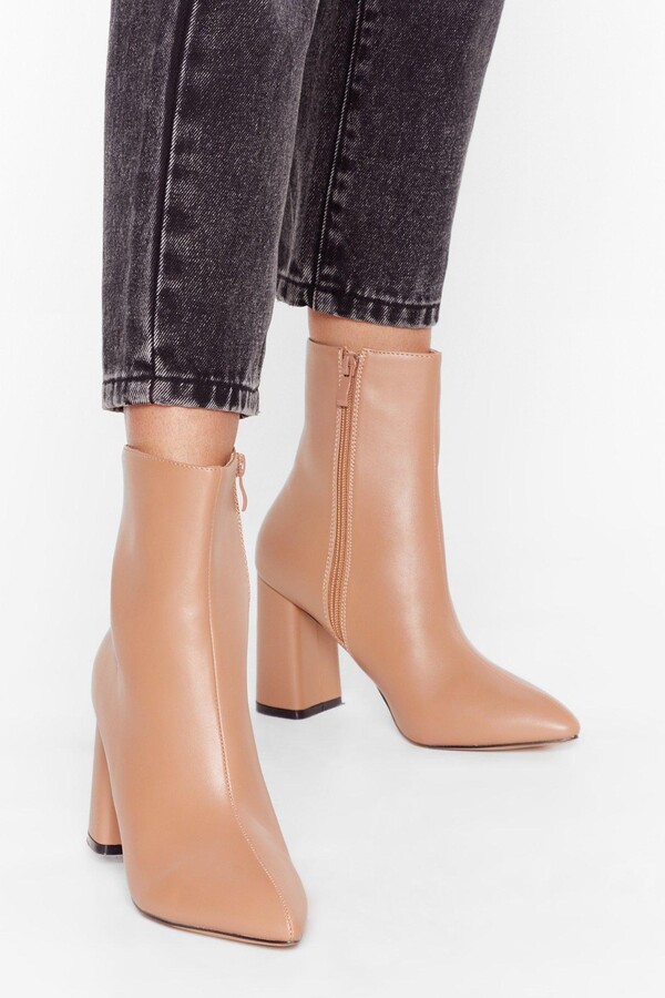 beige pointed ankle boots