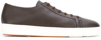 Santoni grained lace up trainers