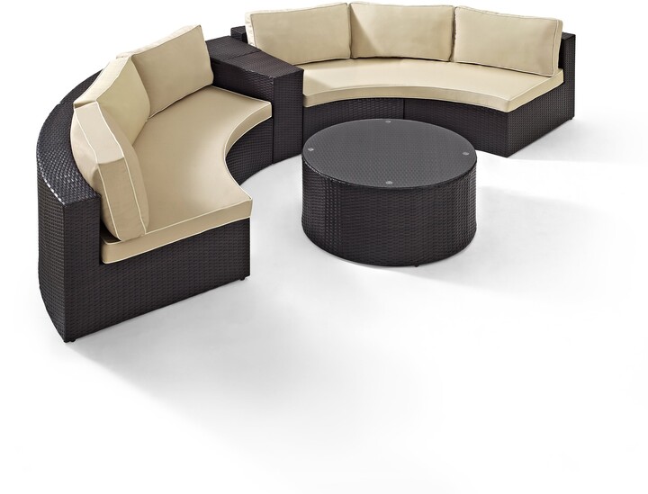 Crosley Furniture Catalina 4 Piece Outdoor Wicker Seating Set with Sand