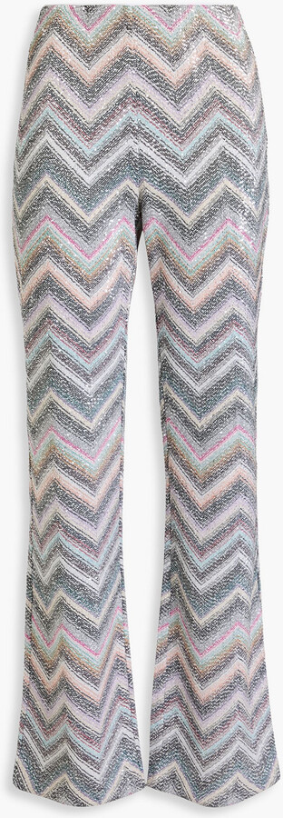 Missoni Sequined metallic crochet-knit flared pants