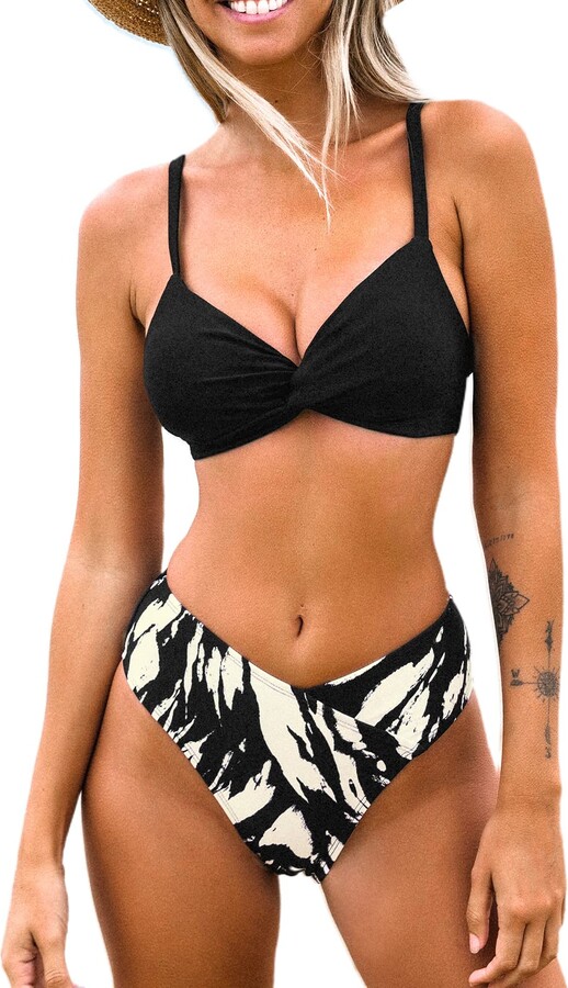 Blooming Jelly Womens High Cut Bikini Sets Sexy Cheeky Two Piece Swimsuit  Slimming Halter Flattering Ladies Cute Bathing Suit