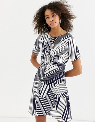Urban Bliss tanya knot front dress in mixed stripe