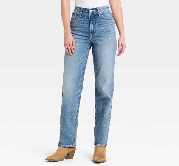 Universal Thread Women'sValentine'sDayHighest-RiseVintageStraightEmbellishedJeans-UniversalThread™MediumWash8