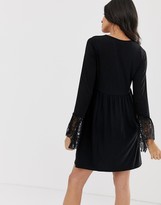 Thumbnail for your product : Asos Tall ASOS DESIGN Tall v neck swing dress with flared lace cuffs