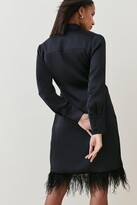 Thumbnail for your product : Karen Millen Satin Back Crepe Feather Hem Tailored Shirt Mini Dress