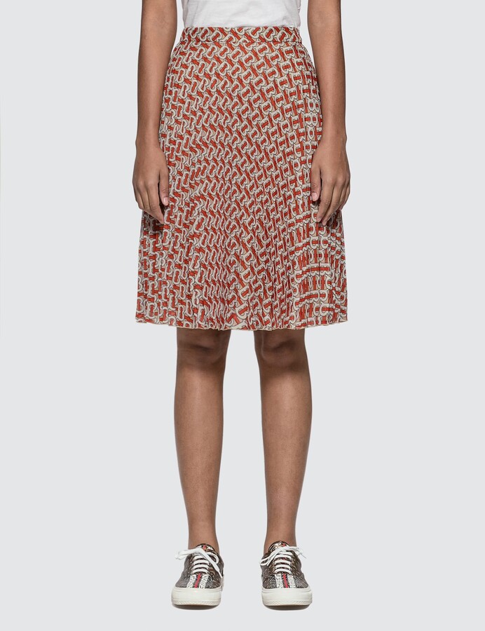 Burberry Monogram Print Chiffon Pleated Skirt - ShopStyle
