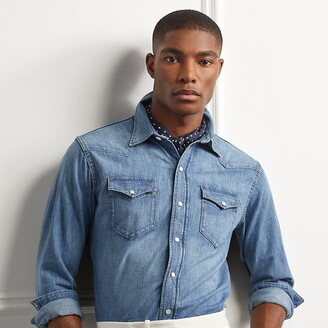 Purple Label Ralph Lauren Indigo Denim Western Shirt - ShopStyle