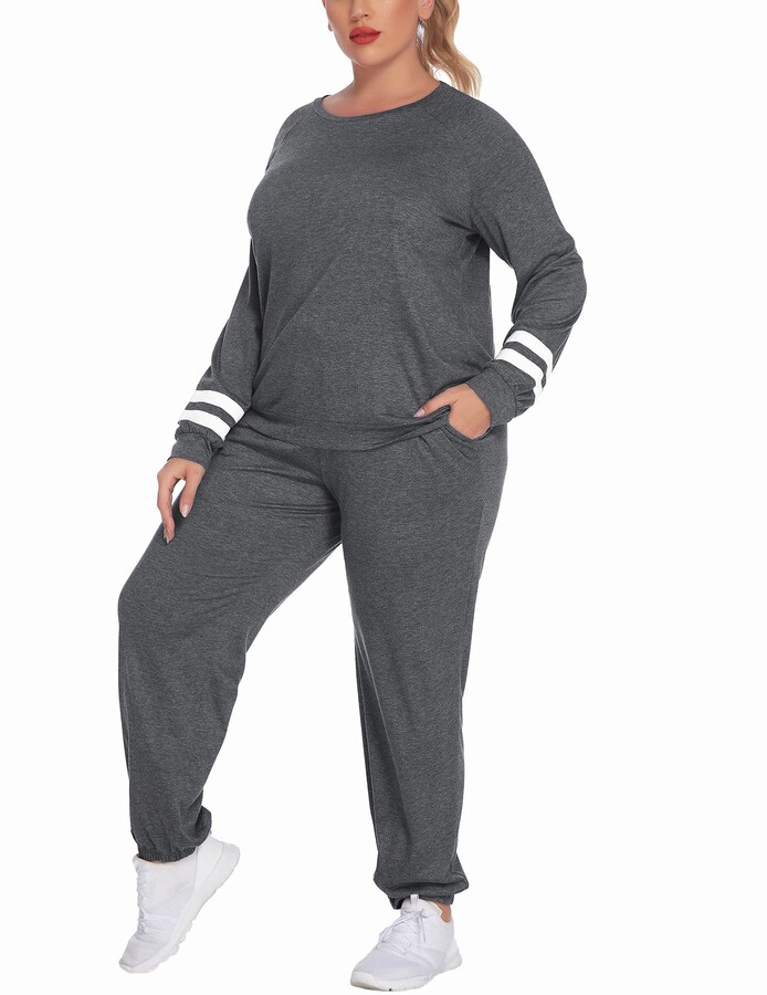 IN'VOLAND Women's Plus Size Sweatsuit 2 Piece Jogging Suit Pullover Tracksuit  Long Sleeve Track Pants Set with Pockets - ShopStyle Maternity Lingerie