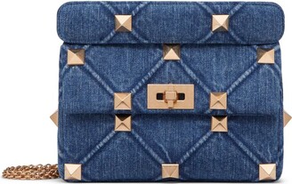 Rockstud spike backpack Valentino Garavani Blue in Denim - Jeans - 31604371
