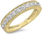 Thumbnail for your product : DazzlingRock Collection 0.50 Carat (ctw) 14K Yellow Gold Round Diamond Ladies Millgrain Wedding Stackable Band 1/2 CT (Size 8)