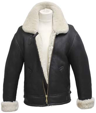 Infinity Men’s Vintage 'Air Force' Sheepskin Flying Leather Jacket with Cream Fur L