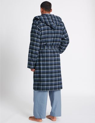 Marks and Spencer Pure Cotton Checked Dressing Gown with Belt