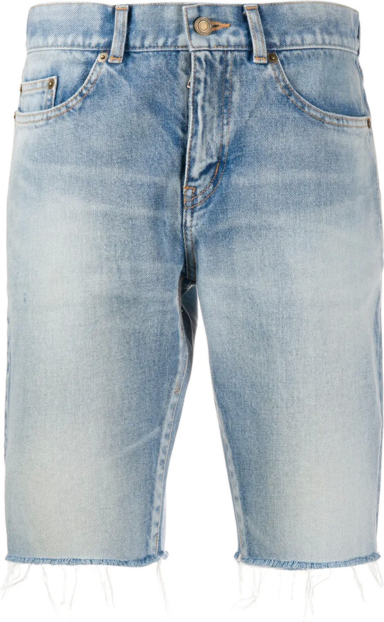 Saint Laurent FrayedEdge Denim Shorts ShopStyle