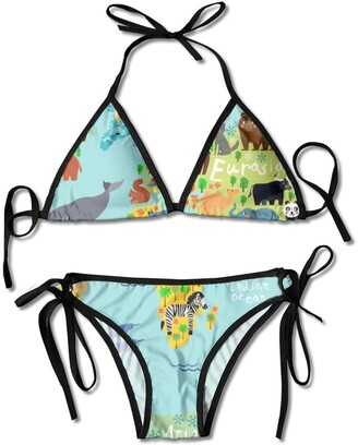 Quemin Sexy Bikini Two Pieces Swimsuit Animal Map of The World for ...